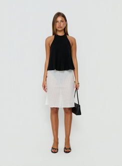 Aquaria Halter Linen Blend Top Black