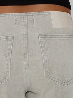 Explore the Slow Ride Mid Rise Bootleg Belted Jeans Desert Grey in womens-jeans product Princess Polly