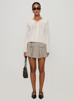Showcasing the Tuscon Crochet Sweater White womens-jumpers in short length front view of model wearing Princess Polly