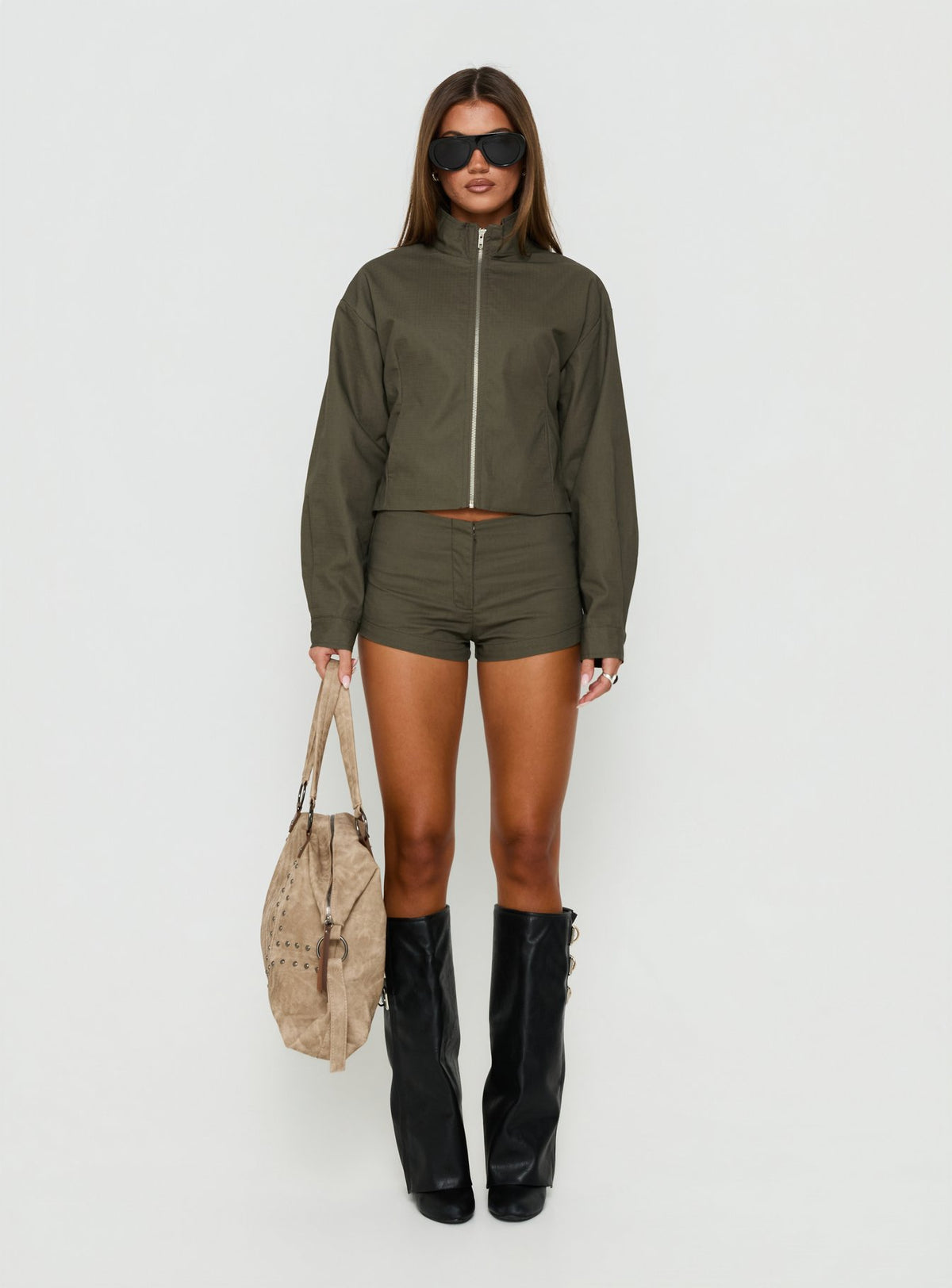 Avorie Micro Shorts Khaki