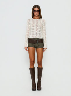 Dalenna Lace Long Sleeve Top Cream