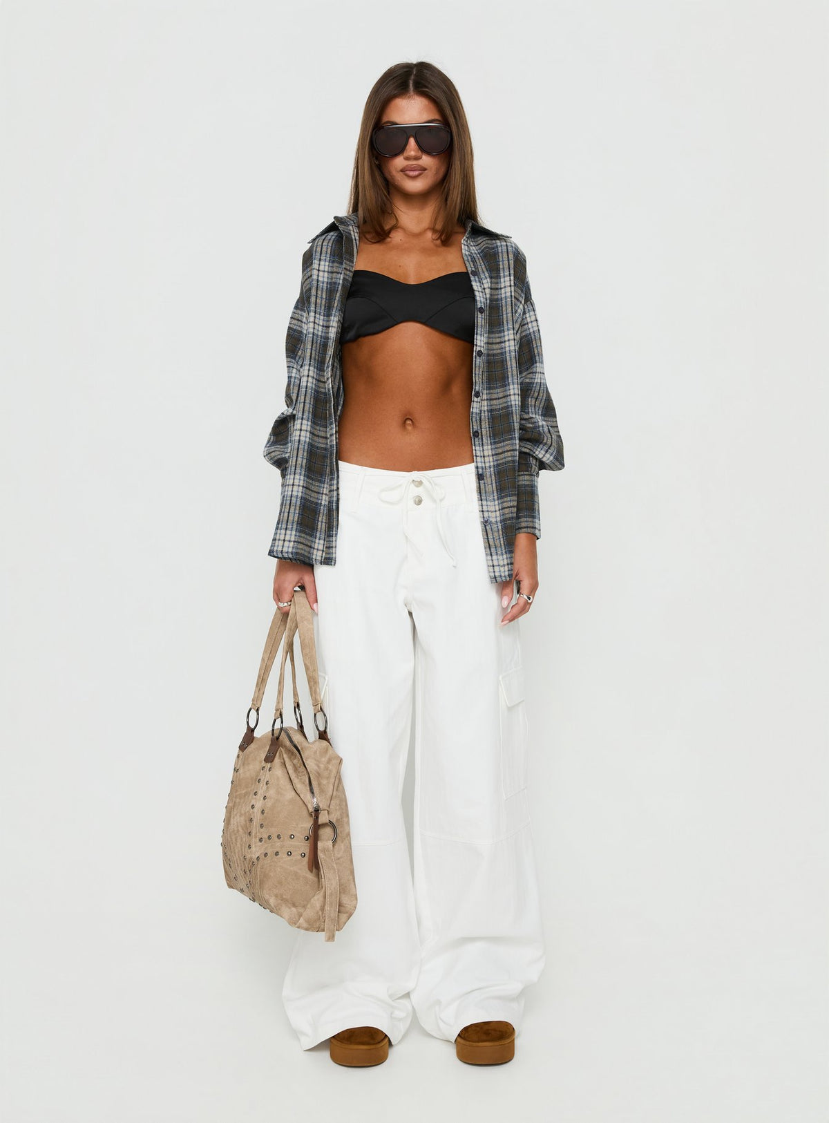 Laurella Cargo Tie Waist Pants White