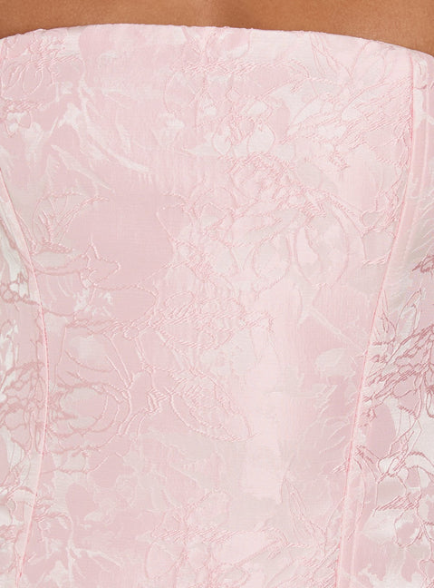 Jenevieve Strapless Drape Mini Dress Pink