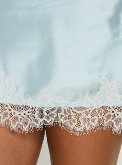 Makalia Lace Trim Mini Dress Ice Blue
