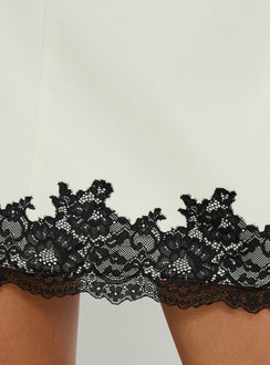 Olyra Lace Trim Mini Dress Cream / Black