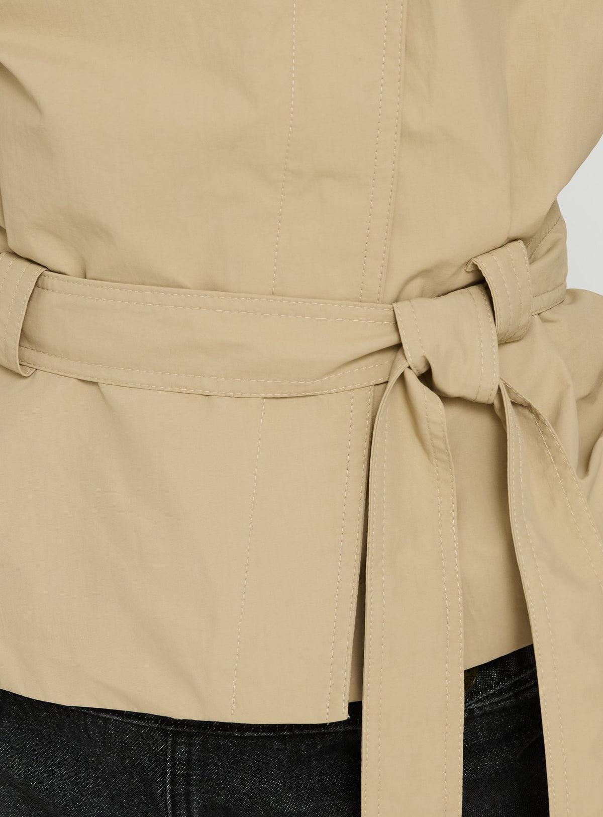 Ranique Tie Waist Cropped Trench Coat Beige
