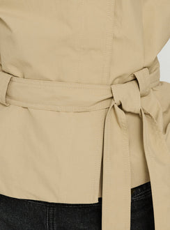 Ranique Tie Waist Cropped Trench Coat Beige