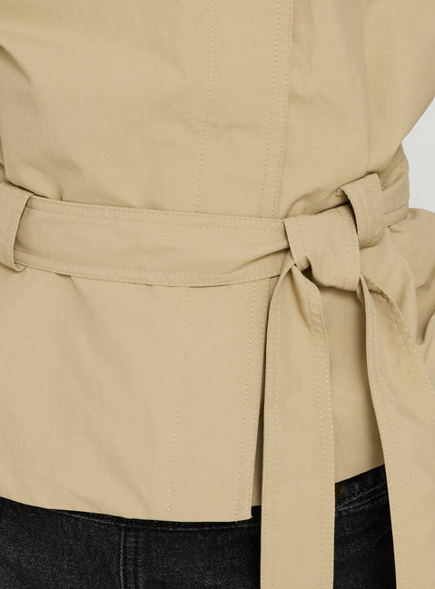 Ranique Tie Waist Cropped Trench Coat Beige