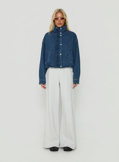 Soja Denim Funnel Neck Jacket Mid Blue Wash
