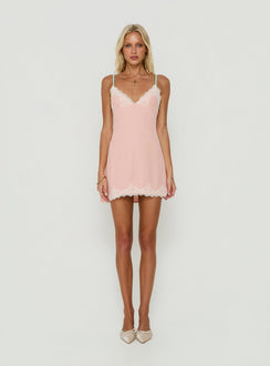 Calistta Lace Trim Mini Dress Pink