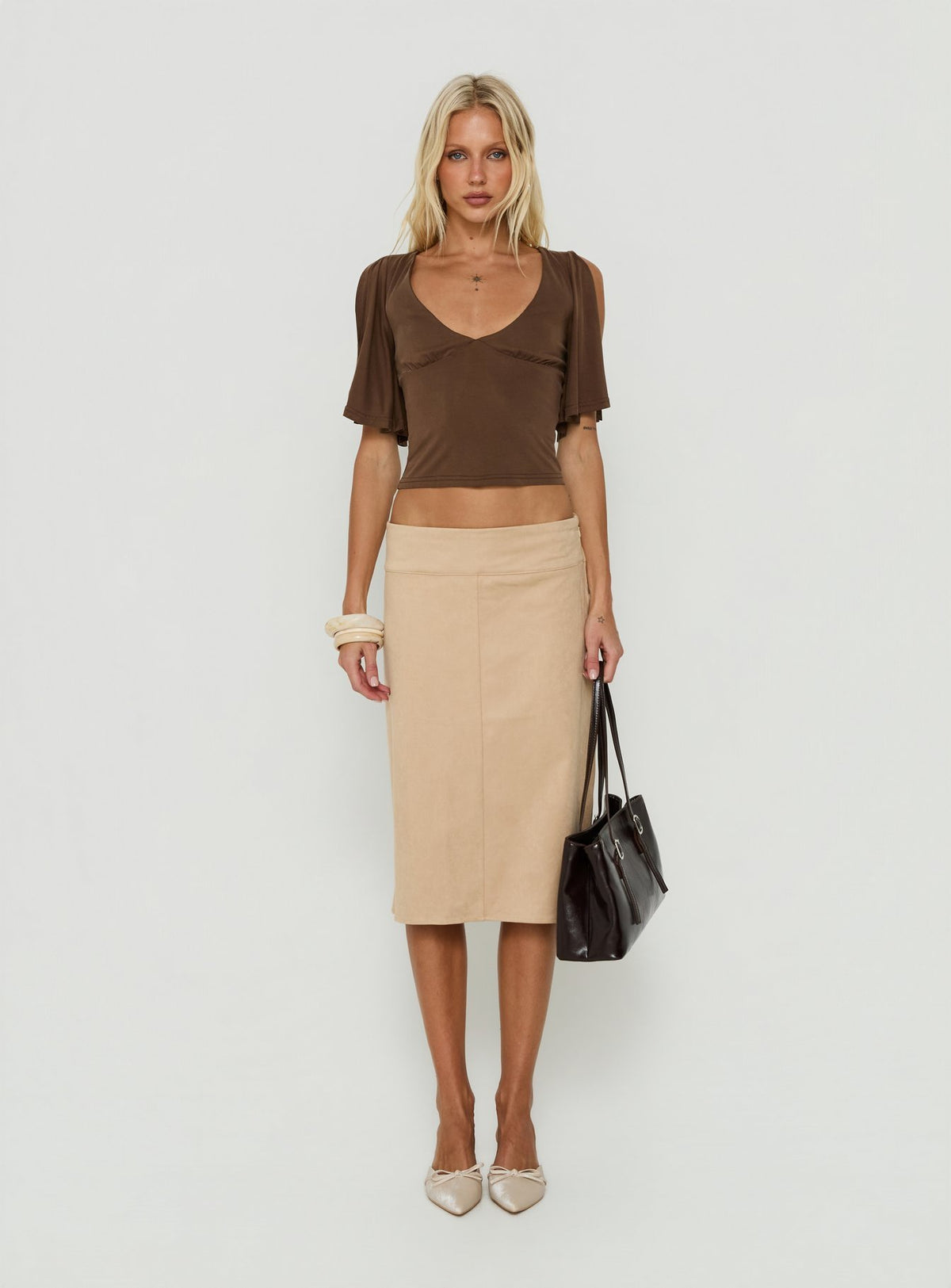 Marenn Split Sleeve Top Brown