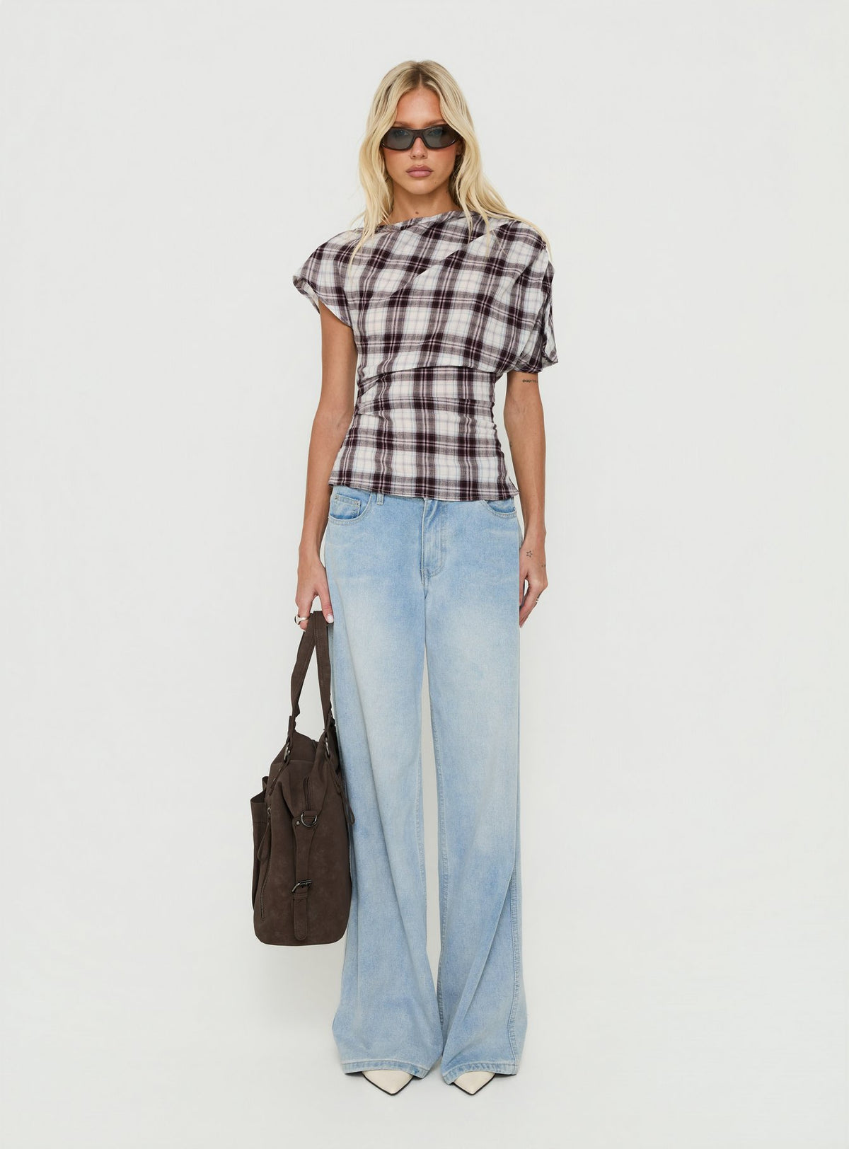 Khendall Off Shoulder Top Multi Check