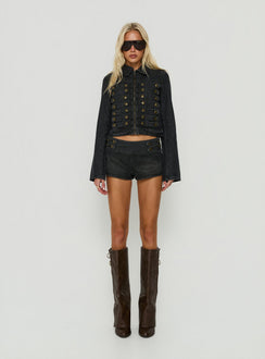 Abellah Military Denim Micro Shorts Washed Black