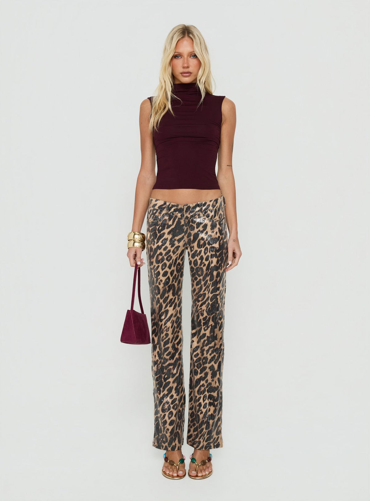 Istelle High Neck Sleeveless Top Plum