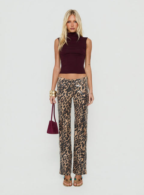 Istelle High Neck Sleeveless Top Plum