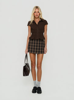 Gigi Wrap Skort Brown Check