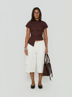 Hudsen Longline Cargo Shorts Cream Petite