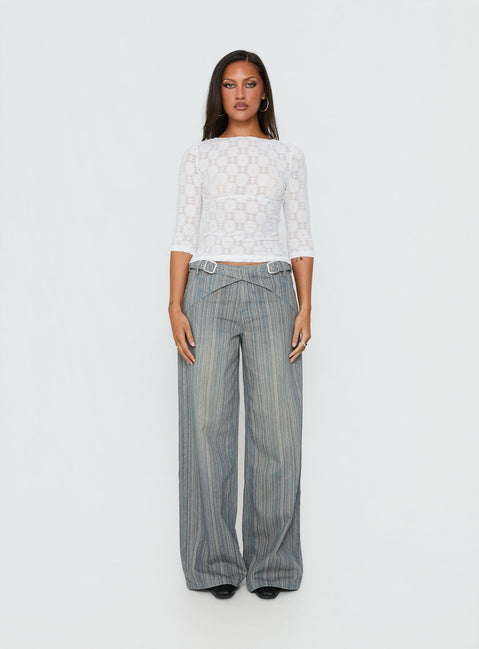 Seraphim Textured 3/4 Sleeve Top White