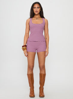 Roseblush Textured Tank Set Pink / Purple Stripe