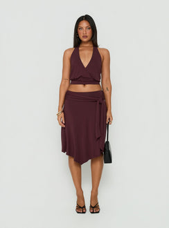 Arabele Halter Wrap Top Plum Noir