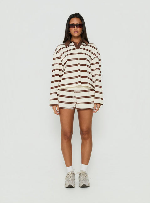 Eddi Shorts Cream / Brown Stripe