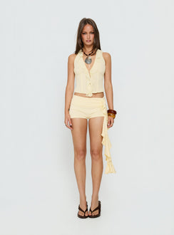 Jazania Frill Halter Top Butter Yellow