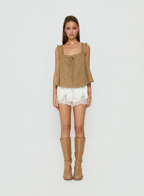 Swing Babydoll Top Beige