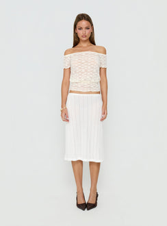 Korrine Off Shoulder Short Sleeve Lace Top Cream