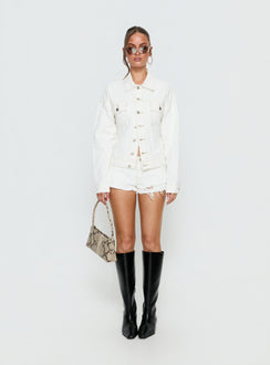 Caresse Cinched Denim Jacket White