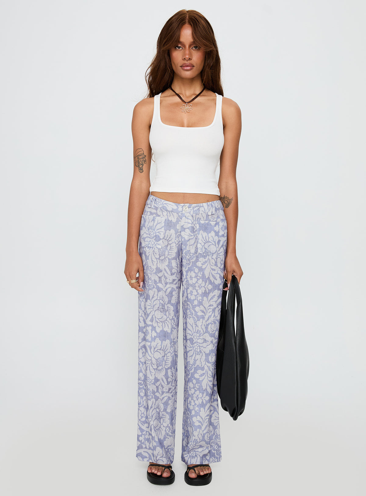 Vendi Low Rise Pant Lilac Floral Low Rise Pants Pants 