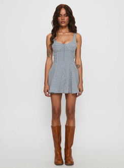 Honeysucker Floaty Playsuit Blue Check