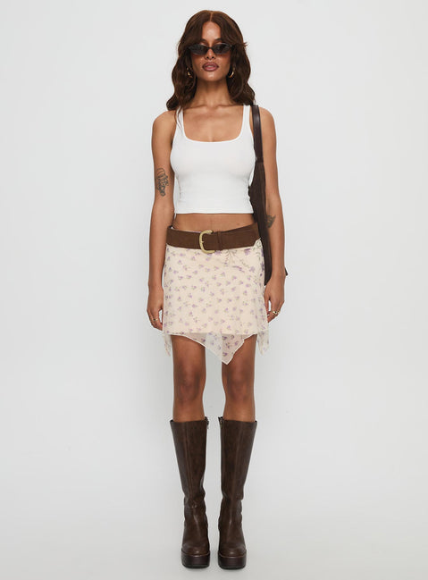   front view of model wearing Princess Polly Aeloria Midi Skirt Multi Mini Skirts Skirts 