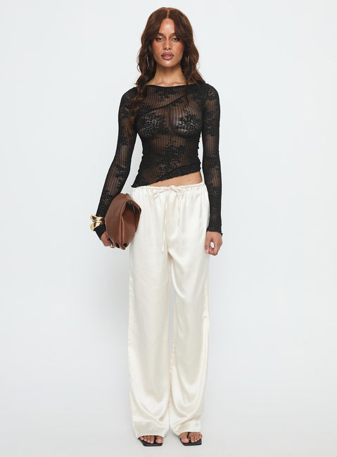 Mellissa Long Sleeve Sheer Textured Top Black