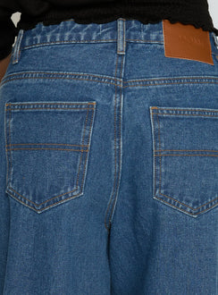 product Princess Polly Naylor Mid Rise Wide Leg Jeans Mid Blue Wash Mid Rise Jeans 