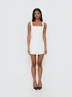 Donnamarie Embroidered Mini Dress White