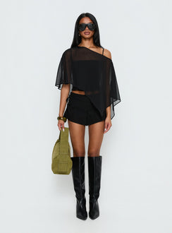Senzo Chiffon Poncho Top Black