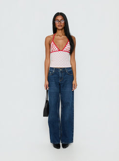 Aelina Halter Top Red / White Polka Dot