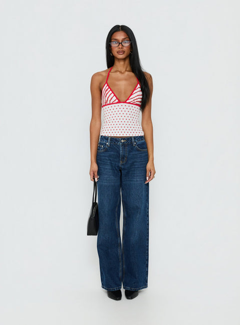 Aelina Halter Top Red / White Polka Dot