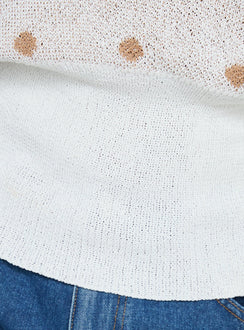 product Princess Polly Harvy Off Shoulder Knit Sweater White Polka regular 