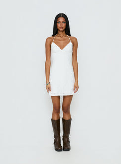 Summer Cider Embroidered Mini Dress White