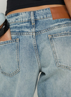 Crafted from Sooki Low Rise Cropped Jeans in Light Vintage Blue womens-jeans with low-rise waist detail Princess Polly