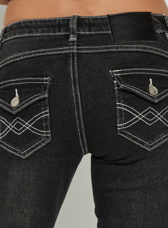 Clynee Ultra Low Rise Bootleg Jeans Vintage Black Low Rise Jeans Jeans 