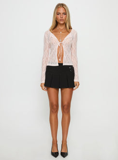 Open Your Heart Tie Detail Long Sleeve Top Pink