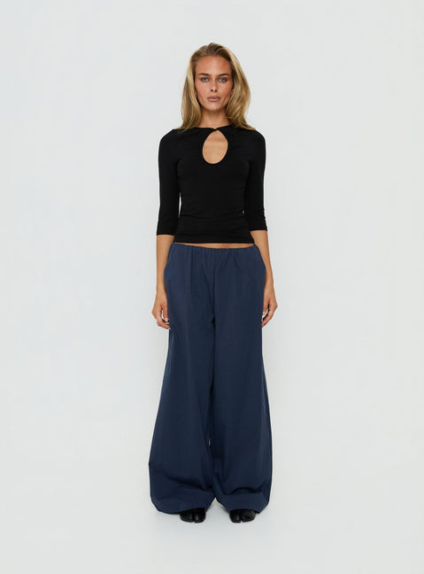 Find the Lunea Concealed Waistband Pants Navy in womens-regular-pants with high-rise on-body Princess Polly
