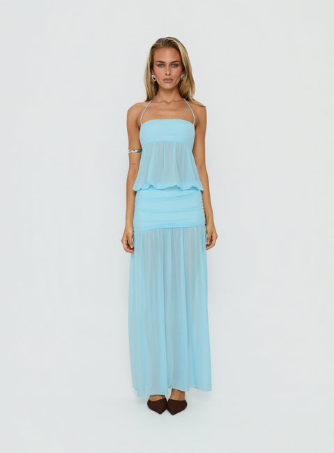 Jesemia Halter Blouson Maxi Dress Blue