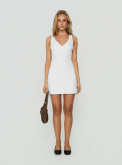 Kasiana V Neck Crossover Mini Dress White