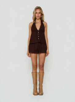 Cloud Crush Linen Shorts Chocolate