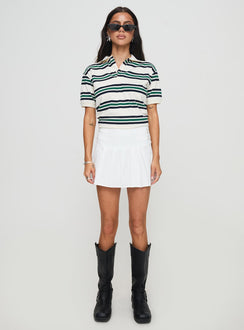  front view of model wearing Princess Polly Cartwright Mini Skirt White Mini Skirts 