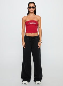 side view of model wearing Princess Polly Stanford Tube Top Red Sleeveless straight 