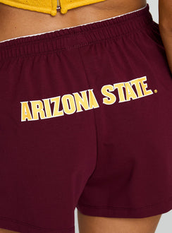 product Princess Polly ASU Soffee Shorts Maroon High Waisted Shorts 
